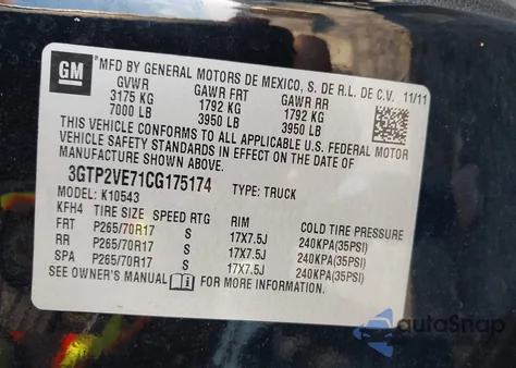 2012 GMC Sierra 1500 Sle from USA, damaged, VIN 3GTP2VE71CG175174